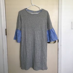 NWT Grey Dress with Blue ruffle sleeves